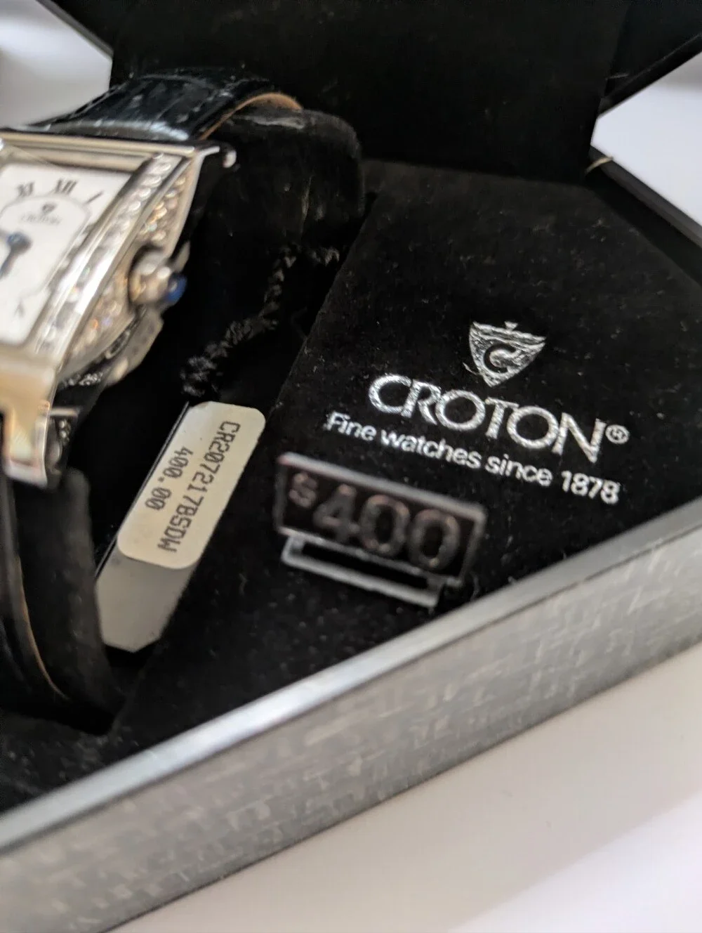 NEW Croton Women's Rectangular Quartz Watch - Diamond Accents & Box